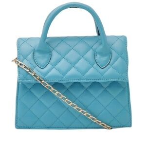 Boohoo Quilted Structured Cross Body Handle Bag Turquoise Blue.